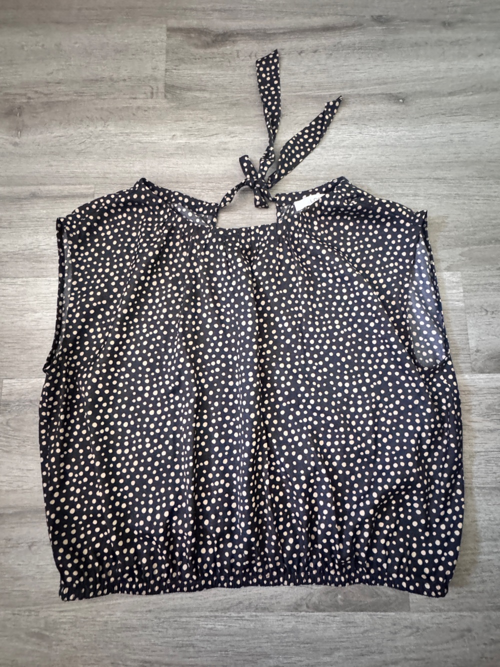 LOFT Polka Dot Blouse Tie-Neck in Back